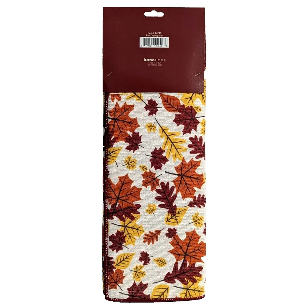 Fall Leaves Dish Drying Mat 16 X 28-Inch Echo Friendly Dot Backing Polyester NEW